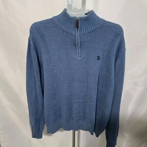 U.S. Polo Assn. Men's 1/4 Zip Knit Sweater Brown Navy XL Fall 2015 Used